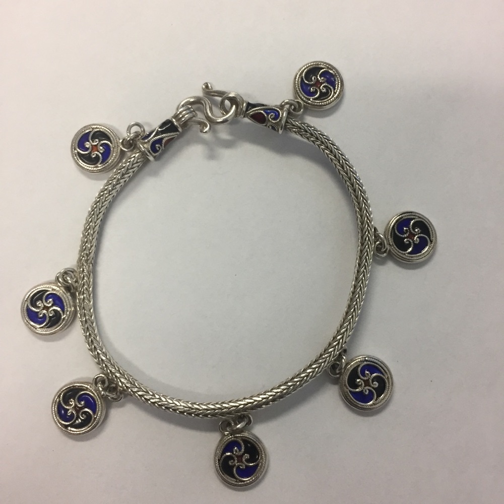 SALE!!Vintage sterling silver cloisonné bracelet